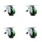 Service Caster 4 Inch Green Poly on Cast Iron Caster Set with Ball Bearing and Total Lock Brake SCC-TTL30S420-PUB-GB-4 - alternate 1